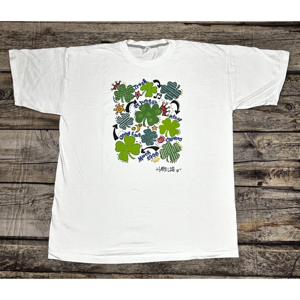 VTG 1996 St. Patricks Day T Shirt OSCC Harolds Clover Graphic 90's USA Mens XL